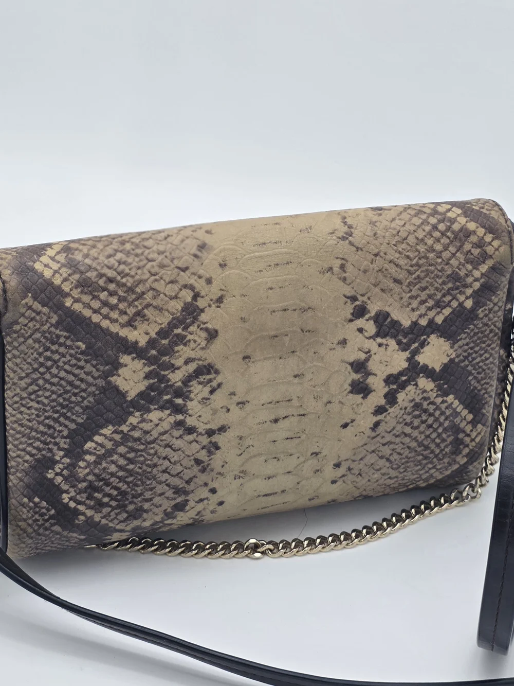 Snake-Embossed Shoulder Bag with Turn-Lock Closure